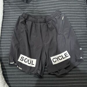 SoulCycle X LULULEMON Black Athletic Shorts Lightweight Elastic Waist